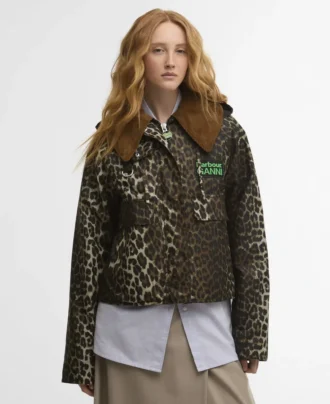 Barbour x GANNI Wachs-Anorak mit Leopardenmuster