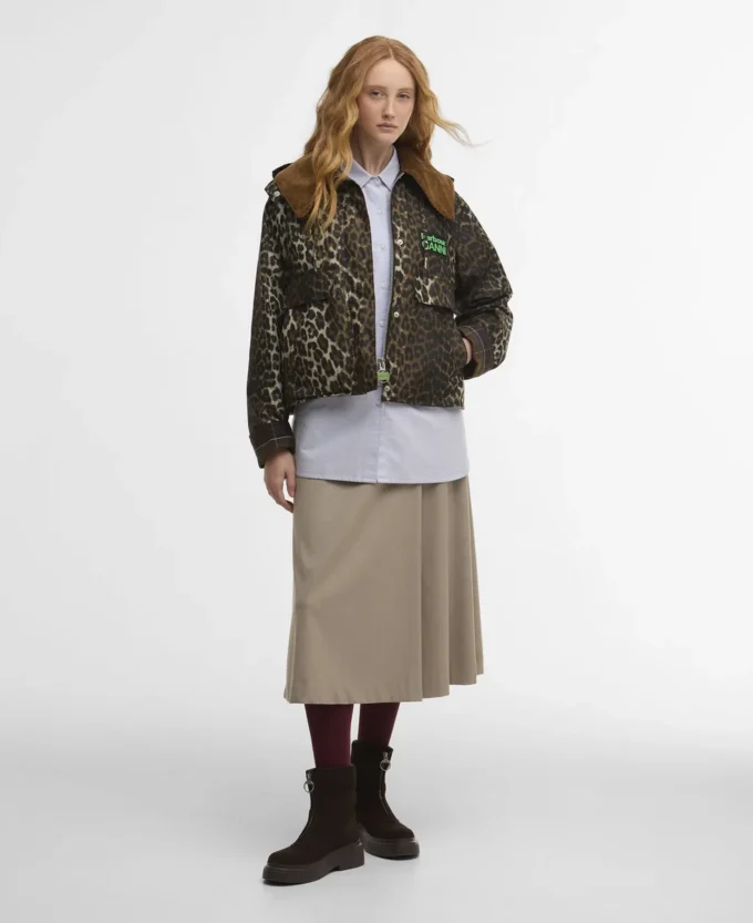 Barbour x GANNI Wachs-Anorak mit Leopardenmuster Barbour x GANNI Wachs-Anorak mit Leopardenmuster