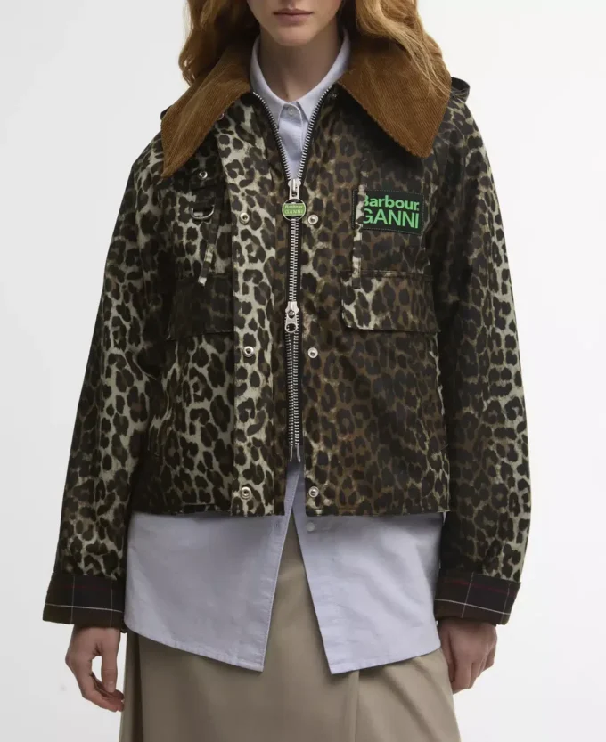 Barbour x GANNI Wachs-Anorak mit Leopardenmuster Barbour x GANNI Wachs-Anorak mit Leopardenmuster