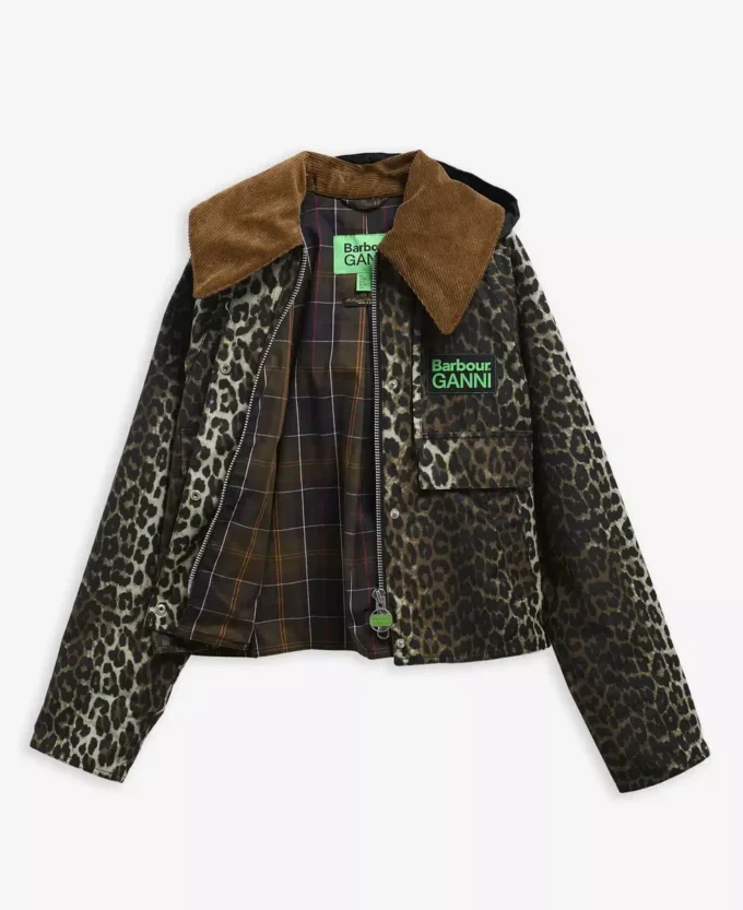Barbour x GANNI Wachs-Anorak mit Leopardenmuster Barbour x GANNI Wachs-Anorak mit Leopardenmuster