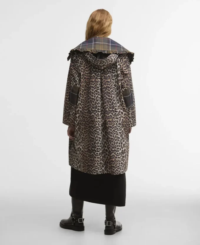 Barbour x GANNI Wasserdichte Parka-Jacke mit Leopardenmuster