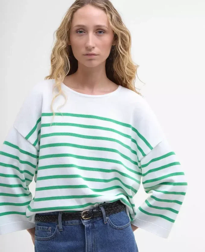Kayleigh gestreifter Pullover mit Rundhalsausschnitt Kayleigh gestreifter Pullover mit Rundhalsausschnitt