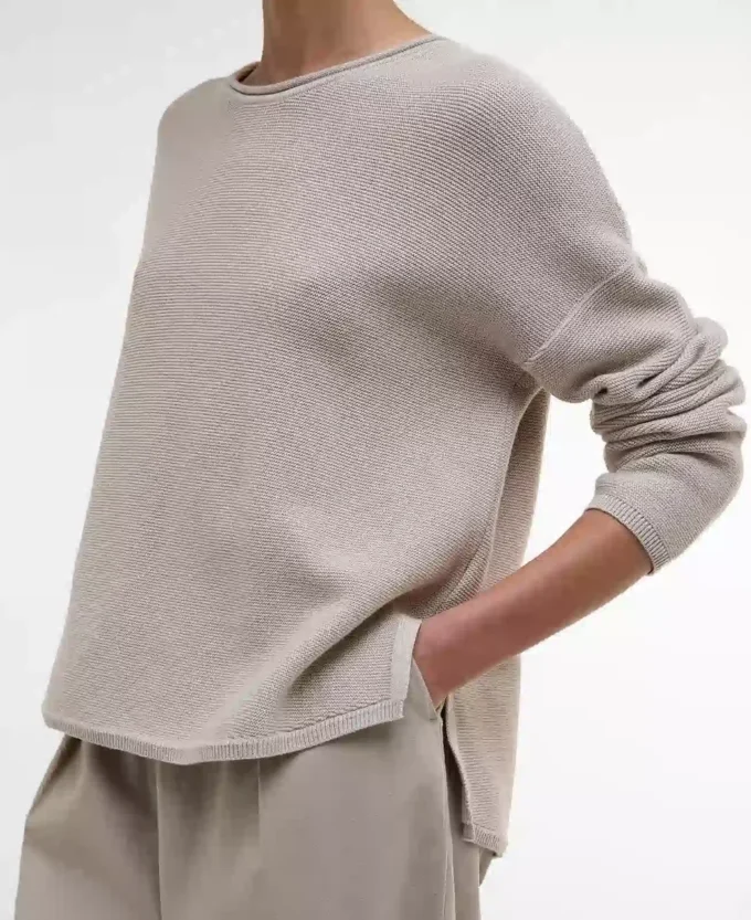 Marine-Pullover mit Rundhalsausschnitt