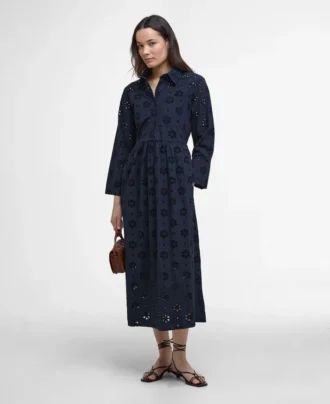 Melissa Midi-Kleid mit englischer Stickerei